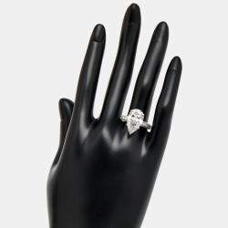 Pre Owned 6.25 cts Pear Cut and Round Lab Grown Diamond 18k White Gold Ring Size 54