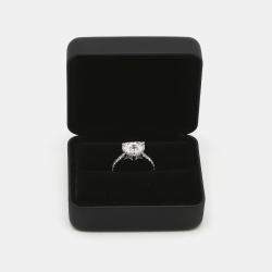 Pre Owned 3.60 cts 18k White Gold Heart Brilliant Round Brilliant Lab Grown Diamonds Ring Size 52