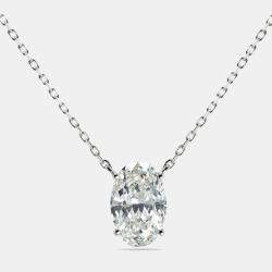 5.00 cts Oval Brilliant Lab Grown Diamond 18k White Gold Chain Necklace