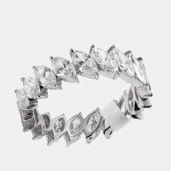 Pre Owned 3.80 cts Marquise Brilliant Lab Grown Diamond 18k White Gold Eternity Band Ring Size 53