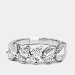 Pre Owned 1.7 cts Pear Brilliant Lab Grown Diamonds 18k White Gold Ring Size 53