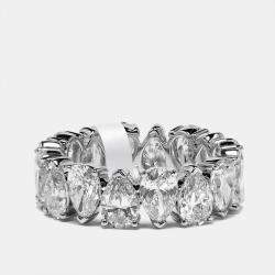 Pre Owned 5.8 cts Pear Brilliant Lab Grown Diamonds 18k White Gold Eternity Band Ring Size 52