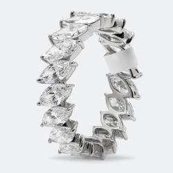 Pre Owned 3.80 cts Marquise Brilliant Lab Grown Diamond 18k White Gold Eternity Band Ring Size 54