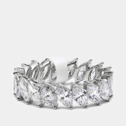Pre Owned 3.80 cts Marquise Brilliant Lab Grown Diamond 18k White Gold Eternity Band Ring Size 54