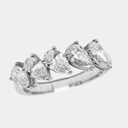Pre Owned 1.7 cts Pear Brilliant Lab Grown Diamonds 18k White Gold Ring Size 54