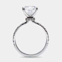 Pre Owned 3.50 cts Cushion Round Cut 18k White Gold Lab Grown Diamonds Ring Size 52
