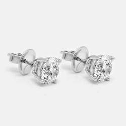 Pre Owned 4.00 cts Round Brilliant Cut 18k White Gold Lab Grown Diamonds Stud Earrings
