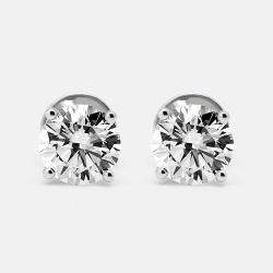 Pre Owned 2.06 cts Round Brilliant Cut 18k White Gold Solitaire Stud Earrings