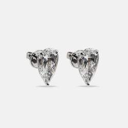 Pre Owned 6.00 cts Pear Brilliant 18k White Gold Lab Grown Diamonds Solitaire Earrings
