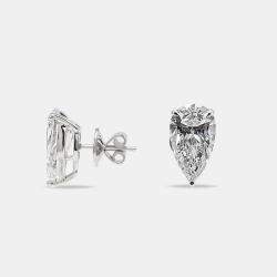 Pre Owned 6.00 cts Pear Brilliant 18k White Gold Lab Grown Diamonds Solitaire Earrings