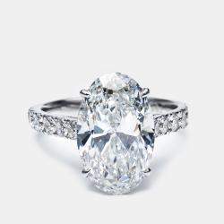 Pre Owned 5.65 cts Oval Round 18k White Gold Lab Grown Diamond Ring Size 52