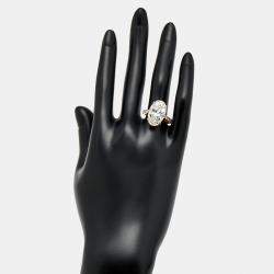 Pre Owned 8.5 cts Oval and Round Lab Grown Diamond 18k Yellow Gold Ring Size 51