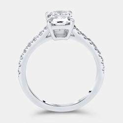 Pre Owned 1.9 cts Radiant and Round Lab Grown Diamond 18k White Gold Ring Size 51