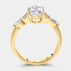 Pre Owned 2.3 cts Marquise and Round 18k Yellow Gold Lab Grown Diamonds Ring Size 51