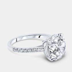 Pre Owned 5.3 cts Round Lab Grown Diamond 18k White Gold Ring Size 51