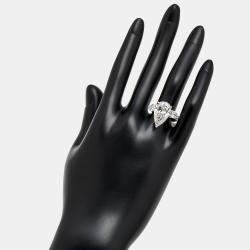 Pre Owned 7.7 cts Pear Brilliant Lab Grown Diamond 18k White Gold Ring Size 51