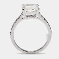 Pre Owned 3.3 cts Princess and Round Lab Grown Diamond 18k White Gold Ring Size 51