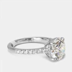 Pre Owned 3.25 cts Round Brilliant Lab Grown Diamond 18k White Gold Ring Size 51