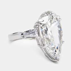 Pre Owned 16.00 cts Pear and Trapezoid Lab Grown Diamond 18k White Gold Ring Size 51
