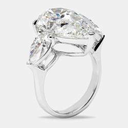 Pre Owned 4 cts Pear Brilliant Lab Grown Diamond 18k White Gold Ring Size 52