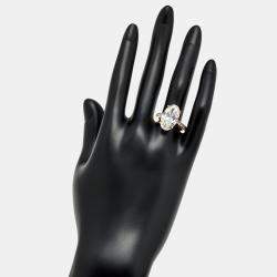 Pre Owned 7.49 cts Oval Brilliant and Round Lab Grown Diamond 18k Yellow Gold Ring Size 52