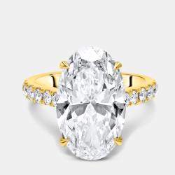 Pre Owned 7.49 cts Oval Brilliant and Round Lab Grown Diamond 18k Yellow Gold Ring Size 52