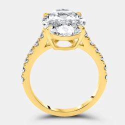 Pre Owned 7.49 cts Oval Brilliant and Round Lab Grown Diamond 18k Yellow Gold Ring Size 52