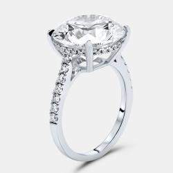 Pre Owned 8.47 cts Round Brilliant Lab Grown Diamond 18k White Gold Ring Size 52