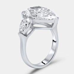 Pre Owned 7.7 cts Pear Brilliant Lab Grown Diamond 18k White Gold Ring Size 52