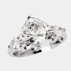 Pre Owned 4.5 cts Heart and Pear Lab Grown Diamond 18k White Gold Ring Size 52