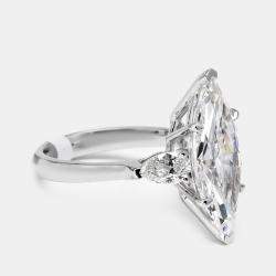 Pre Owned 5.5 cts Marquise and Pear Lab Grown Diamonds 18k White Gold Ring Size 52