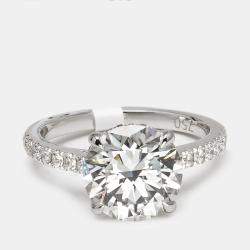 Pre Owned 3.25 cts Round Brilliant Lab Grown Diamond 18k White Gold Ring Size 52