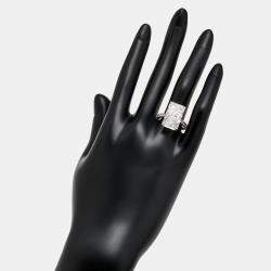 Pre Owned 10.50 cts Radiant Cut and Round Lab Grown Diamond 18k White Gold Ring Size 53