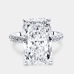 Pre Owned 10.50 cts Radiant Cut and Round Lab Grown Diamond 18k White Gold Ring Size 53