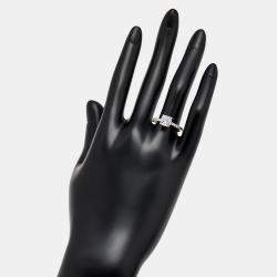 Pre Owned 1.8 cts Cushion and Round Lab Grown Diamond 18k White Gold Ring Size 53