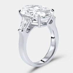 Pre Owned 8 cts Oval and Trapezoid Lab Grown Diamond 18k White Gold Ring Size 53