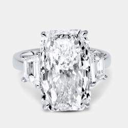 Pre Owned 8 cts Radiant and Trapezoid Lab Grown Diamonds 18k White Gold Ring Size 53