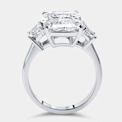 Pre Owned 8 cts Radiant and Trapezoid Lab Grown Diamonds 18k White Gold Ring Size 53