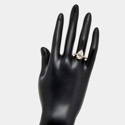 Pre Owned 4.3 cts Pear and Round Lab Grown Diamond 18k Yellow Gold Ring Size 53