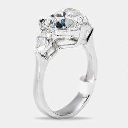 Pre Owned 4.5 cts Heart and Pear Lab Grown Diamond 18k White Gold Ring Size 53