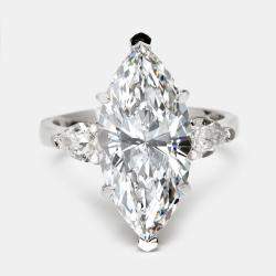 Pre Owned 5.5 cts Marquise and Pear Lab Grown Diamonds 18k White Gold Ring Size 53