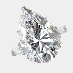 Pre Owned 16.00 cts Pear and Trapezoid Lab Grown Diamond 18k White Gold Ring Size 53