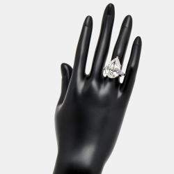 Pre Owned 16.00 cts Pear and Trapezoid Lab Grown Diamond 18k White Gold Ring Size 53