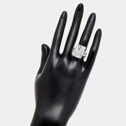 Pre Owned 17.00 cts Radiant and Trapezoid 18k White Gold Lab Grown Diamonds Ring Size 53