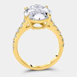 Pre Owned 8.5 cts Oval and Round Lab Grown Diamond 18k Yellow Gold Ring Size 54