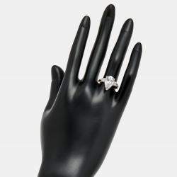 Pre Owned 4 cts Pear Brilliant Lab Grown Diamond 18k White Gold Ring Size 54