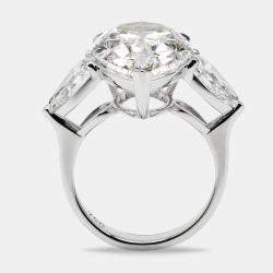 Pre Owned 4 cts Pear Brilliant Lab Grown Diamond 18k White Gold Ring Size 54