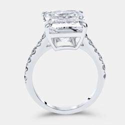 Pre Owned 10.50 cts Radiant Cut and Round Lab Grown Diamond 18k White Gold Ring Size 54