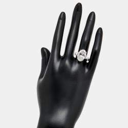 Pre Owned 8 cts Oval and Trapezoid Lab Grown Diamond 18k White Gold Ring Size 54