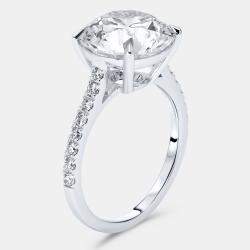 Pre Owned 5.3 cts Round Lab Grown Diamond 18k White Gold Ring Size 54